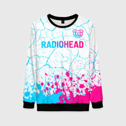 Женский свитшот 3D Radiohead neon gradient style: символ сверху