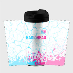 Термокружка-непроливайка Radiohead neon gradient style: символ сверху - фото 2