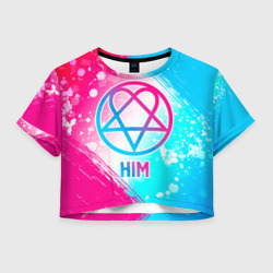 Женская футболка Crop-top 3D HIM neon gradient style