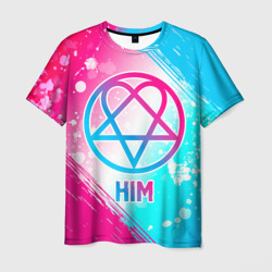 Мужская футболка 3D HIM neon gradient style