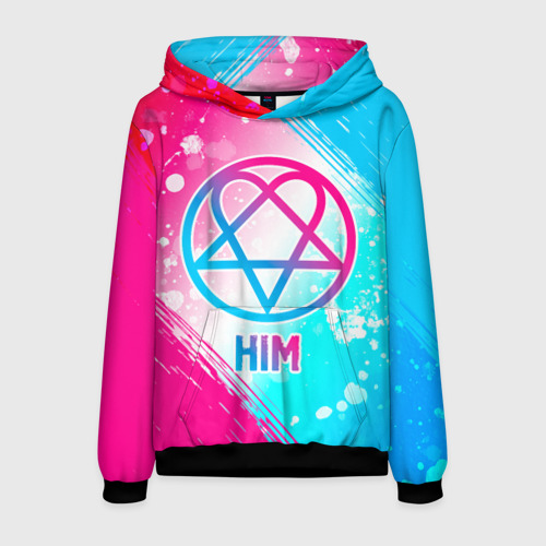 Мужская толстовка 3D HIM neon gradient style, цвет черный