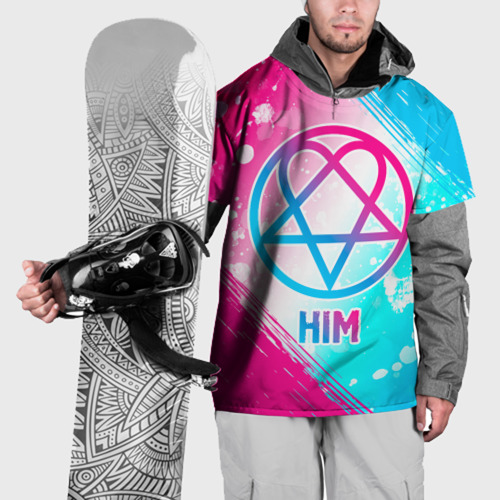 Накидка на куртку 3D HIM neon gradient style, цвет 3D печать