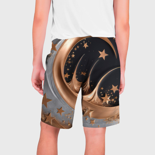 Мужские шорты 3D с принтом Звезды и месяц на черном, вид сзади #1