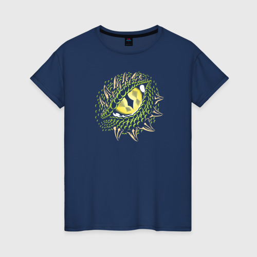 Светящаяся женская футболка с принтом Dragon's eye, вид спереди №1