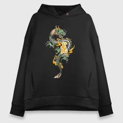 Злой китайский зелёный дракон – Женское светящееся худи с принтом купить