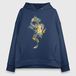 Злой китайский зелёный дракон – Женское светящееся худи с принтом купить
