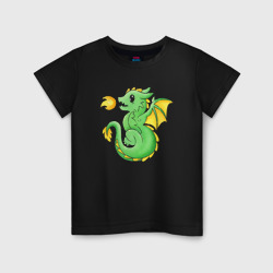 Светящаяся детская футболка Милый зелёный дракончик