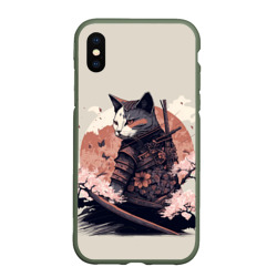 Чехол для iPhone XS Max матовый Боевой котенок ниндзя - японская сакура