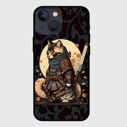 Чехол для iPhone 13 mini Кот якудза - японский воин