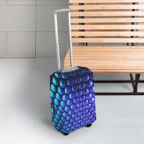 Чехол для чемодана 3D Цветные соты - объемная абстракция, цвет 3D печать - фото 3