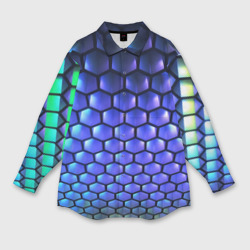 Женская рубашка oversize 3D Цветные соты - объемная абстракция
