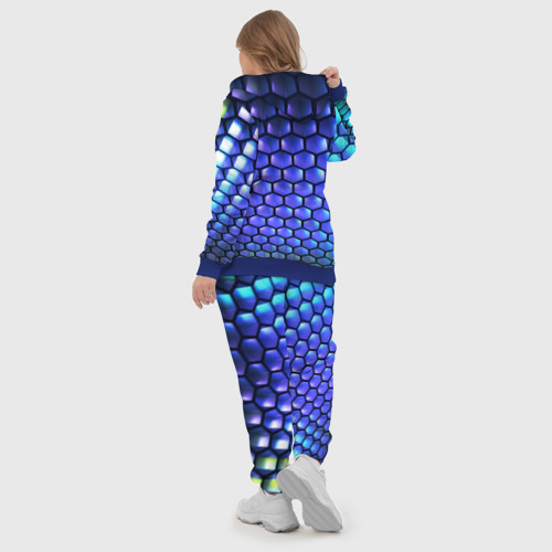 Женский костюм 3D Цветные соты - объемная абстракция, цвет синий - фото 6