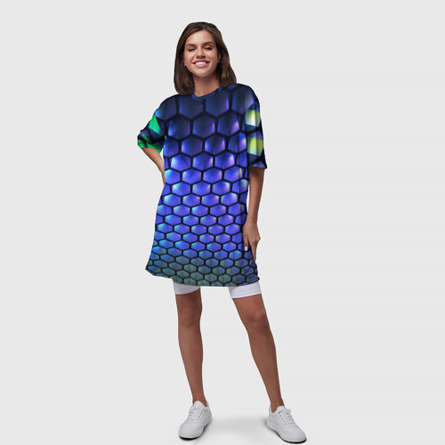 Платье-футболка 3D Цветные соты - объемная абстракция, цвет 3D печать - фото 5