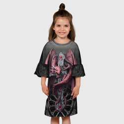 Детское платье 3D Красный кельтский дракон на готическом кресте - фото 2