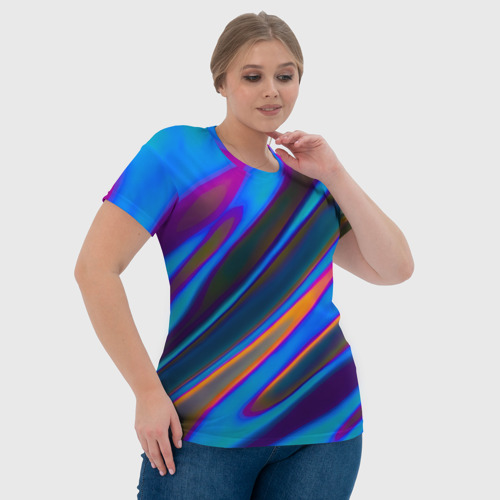 Женская футболка 3D Глитч галограмма радужная, цвет 3D печать - фото 6