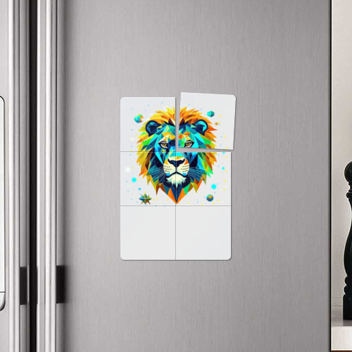 Магнитный плакат 2Х3 Звездный Лев в стиле Low Poly - фото 4