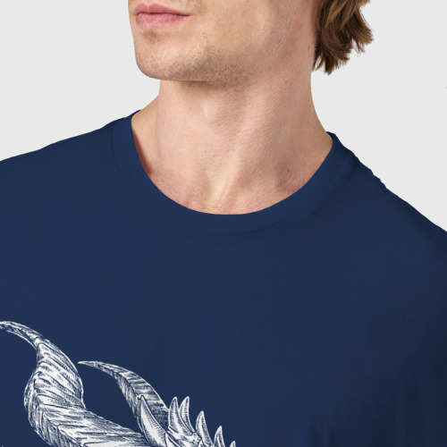 Мужская футболка хлопок с принтом Голова дракона белого, фото #4