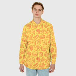 Мужская рубашка oversize 3D Фастфуд - жёлтый - фото 2