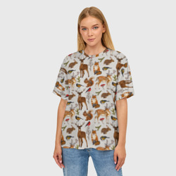 Женская футболка oversize 3D Лесные животные - фото 2