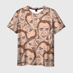 Мужская футболка 3D Лица Николаса Кейджа - мем паттерн