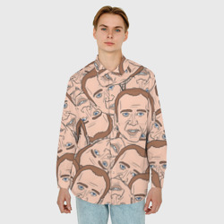 Мужская рубашка oversize 3D Лица Николаса Кейджа - мем паттерн - фото 2