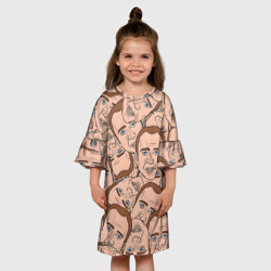 Детское платье 3D Лица Николаса Кейджа - мем паттерн - фото 2