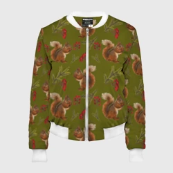 Женский бомбер 3D Белка и ягоды