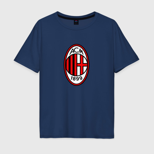 Мужская футболка хлопок Oversize с принтом Футбольный клуб Milan, вид спереди #2