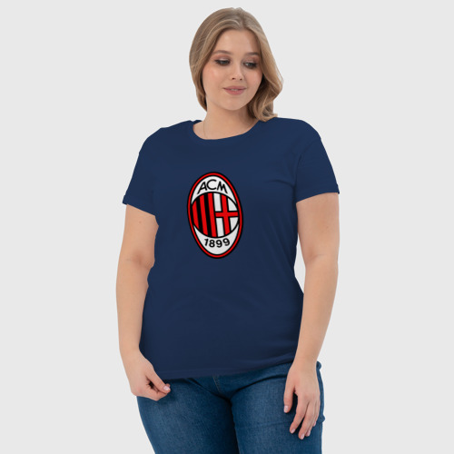 Женская футболка хлопок с принтом Футбольный клуб Milan, фото #4