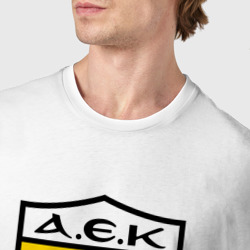 Футболка с принтом Футбольный клуб AEK для мужчины, вид на модели спереди №4. Цвет основы: белый