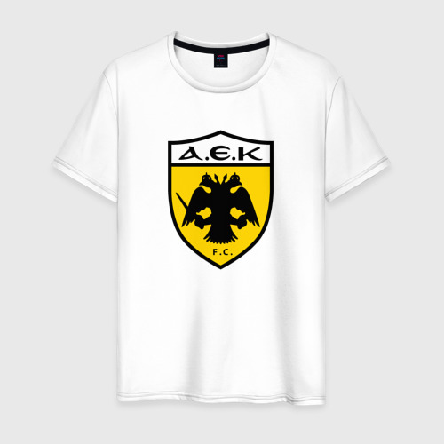 Мужская футболка из хлопка с принтом Футбольный клуб AEK, вид спереди №1