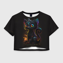 Женская футболка Crop-top 3D Котик дракон