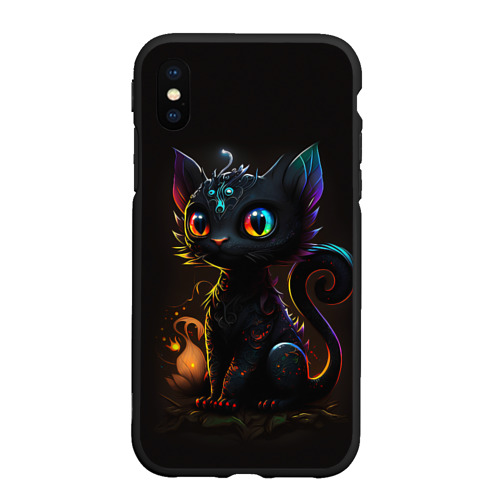 Чехол для iPhone XS Max матовый Котик дракон, цвет черный