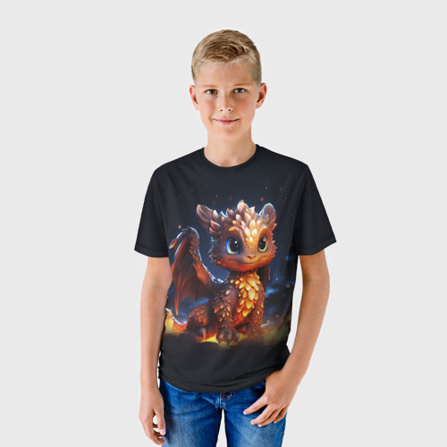 Детская футболка 3D Котик дракоша, цвет 3D печать - фото 3