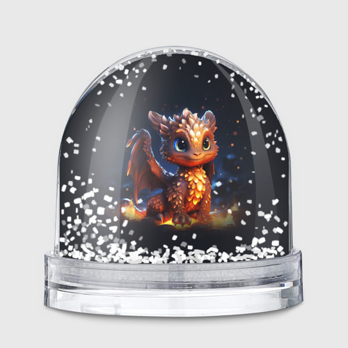 Игрушка Снежный шар с принтом Котик дракоша, вид спереди №1