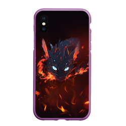 Чехол для iPhone XS Max матовый Дракон кот
