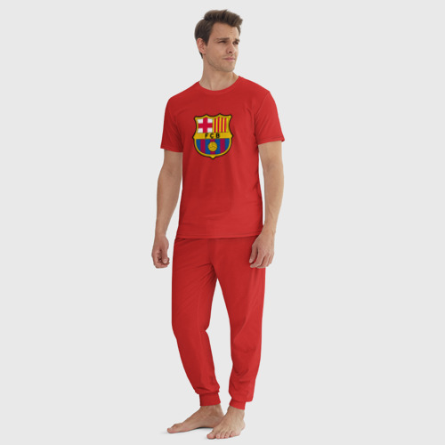 Мужская пижама хлопок с принтом Barcelona fc sport, вид сбоку #3