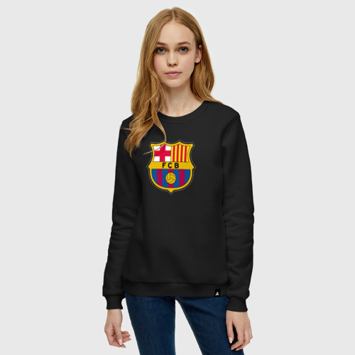 Женский свитшот хлопок с принтом Barcelona fc sport, фото на моделе #1