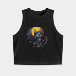 Женская укороченная майка-топ хлопок Cat dragon