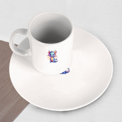 Набор: тарелка + кружка Cute dragon cat - фото 3