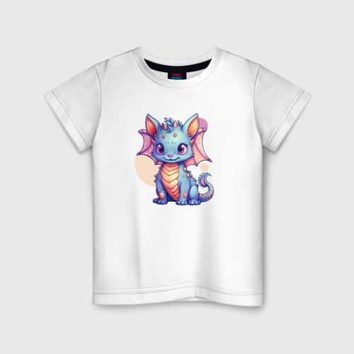 Детская футболка из хлопка с принтом Cute dragon cat, вид спереди №1
