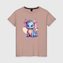 Женская футболка хлопок Cute dragon cat