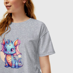 Женская футболка хлопок Oversize Cute dragon cat - фото 2