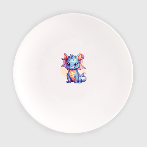 Тарелка с принтом Cute dragon cat, вид спереди №1