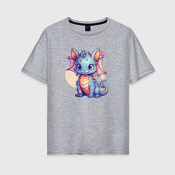 Женская футболка хлопок Oversize Cute dragon cat