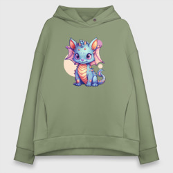 Женское худи Oversize хлопок Cute dragon cat