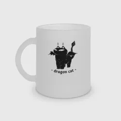Кружка матовая стеклянная Black dragon cat
