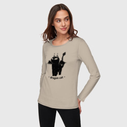 Женский лонгслив хлопок Black dragon cat - фото 2