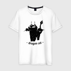 Мужская футболка хлопок Black dragon cat