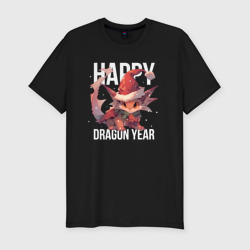 Мужская футболка хлопок Slim Happy Dragon year